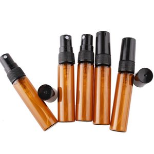 5ML Amber Glass Spray Bottle 5ml Brown Emtpy Refillable Perfume Bottles with Plastic Cap 14x76mm