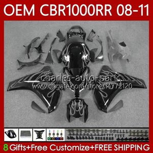 OEM Ciała dla Honda Fairings CBR 1000 CBR1000 RR CC 2008-11 60NO.190 CBR 1000RR CBR1000RR 08 09 10 11 CBR-1000 1000CC 2009 2009 2011 2011 Wtrysk Gray Flames Nadwozie