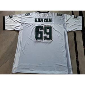 Sjzl Rare Football Jersey男性青少年女性ヴィンテージJon Runyan High School Jerseys Size S-5XLカスタム任意の名前または番号