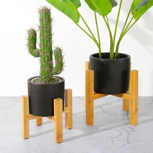 Trä växt stativ blomma krukhållare, inomhus bambuhållare display rack för hus växter, heminredning planters krukor