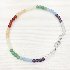 MG0149 Großhandel 7 Chakra Edelstein Fußkettchen 4 mm Mini Edelstein Yoga Schmuck Hochwertiger handgefertigter Geschenkschmuck