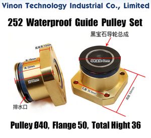 252 Single Side Waterproof Guide Pulley Set With Flange EDM Parts, PulleyØ40, Seat 50x50, Total Height 36mm used for RUIJUN Medium Speed Wire Cutting Machines