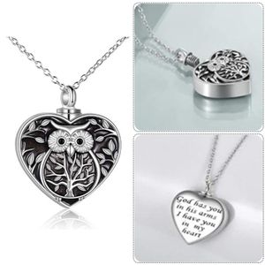 Wholesale black heart-shaped owl cremation urn pendants, storing pet ashes or hair, commemorating the Keepsake for cats, dogs and birds