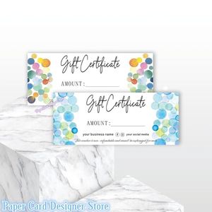 Customized Modern Gift Certificate Card Custom Dot Shop Voucher Greeting Cards