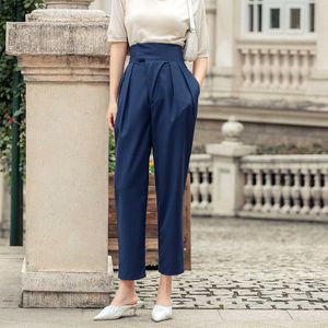 Abiti a pieghe a vita alta Donna Autunno Pantaloni formali alla caviglia da donna Taglie forti Harem da lavoro femminile S-XL 210601