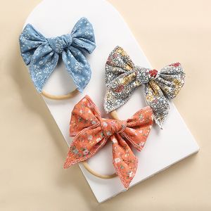 4 cale baby kokardka pałąk dziewczyna Hairband Floral Hair Bands dla noworodków Księżniczki Akcesoria Kids Bandaże Nylon Opaski