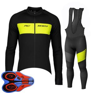 Wiosna / Autum Scott Team Mens Jazda Kolarstwo Zestaw Koszulki Z Długim Rękawem Koszule BIB Spodnie Garnitur MTB Rower Outfits Racing Rower Uniform Odkryty Nosić Ropa Ciclismo S21042045