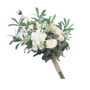 Bröllopsblommor Brudbuketter Bride Hand Holding Silk Flower Party Supplies