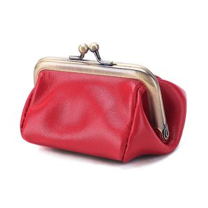 100pcs Coin Purses Women Retro Genuine Leather Gold Edge Solid Shell Shaped Hasp Wallet