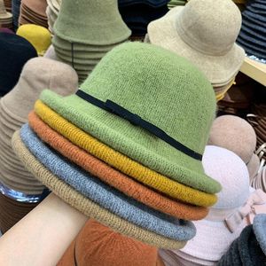 Autumn Winter 9 Candy Colors Women Bucket Hat Dome Cute Bow Knot Fisherman Hats mode All Match Street Fedoras Travel Caps Wide Brim