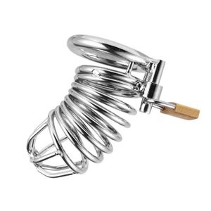 NXY Sex Chastity Devices Rostfritt stål Man Kasthet Enhet Metal Cage Belt Restraint Ring Sex Toy 1126