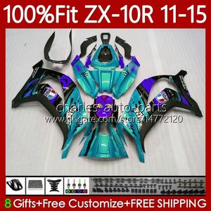 Kawasaki Ninja ZX-10R için Enjeksiyon Kalıbı 10R 1000CC 10 R 2011-2015 Vücut Cyan Shark 101NO.134 ZX1000 C ZX-1000 2011 2012 2013 2014 2015 ZX10R 11 12 13 14 15 OEM PERSASYON