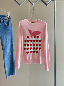 Classic all-match simple autumn and winter pink love apple jacquard sweater xqnm724 5013