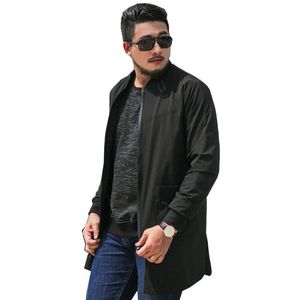 Men's Trench Coats 2021 Autumn Trend Windbreaker Solid Color Collar Large Size Black Casual Jacket XL-5XL 6XL