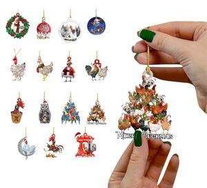 Sciarpa natalizia Pollo Decorazione festiva, Decorazioni natalizie per esterni Ornamento per alberi in legno