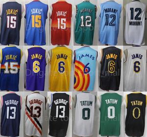 Team Basketball Ja Morant Jersey 12 LeBron 6 James 15 Nikola Jayson Tatum 0 Paul George 13 Harden Kawhi Leonard Stitched Good Man Wear Sport Uniform Shirt