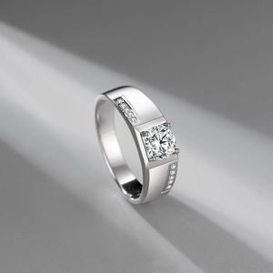 Moissanit Diamant S925 Sterling Silber platiniert Platin Hochzeit Verlobung Diamant Ring Mode schlichter Schmuck Geschenk