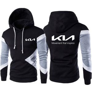 Men's Hoodies & Sweatshirts 2022 Trend Kia Motors Logo Stitching Color Pullover Sweatshirt Harajuku Hooded Top Printed Long Sleeve