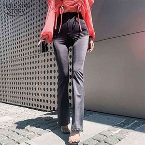 Vår Hornbyxor Tight Casual High-Waisted Women's Trousers Nylon Long Female Ropa de Mujer 12809 210508