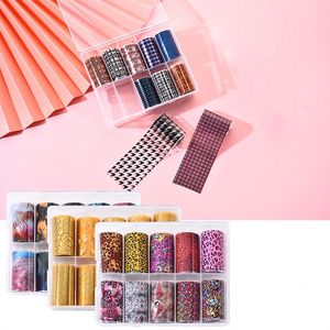 DIY Nail Stickers Dekaler Överför papper 10 st Sky Star Leopard Tryckta Nail Sticker Papers Nails Art Tools