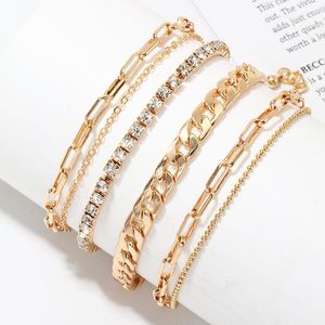 Anklets Fasion Punk Bracelets Color for Women Rhinestone Summer Beach on the Leg Accessories Cheville Foot Jewellery