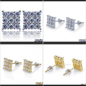 Stud Europei E Americani 33 Zirconi Quadrati Hip Hop Uomini Orecchini Accessori Vgqm3 Sa2Ti