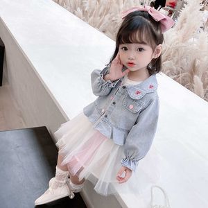 Abiti per bambini autunnali per ragazze Giacca di jeans a maniche lunghe per bambini Abiti per bambini 2 pezzi Abiti per bambini Completi per abbigliamento di compleanno per bambina Completi Q0716