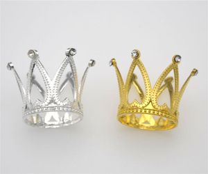 Fabriksljusstakar Crown Cake Topper Vintage Tiara Toppers Baby Shower Födelsedagsdekoration Guld Silver Liten för pojkar Flickor