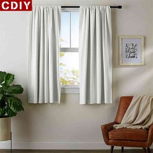 CDIY Blackout Short Curtain for Bedroom Kitchen Living Room Window Treatments Small Curtain Solid Color Home Decoration Drapes 210712