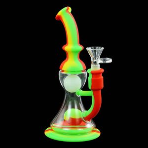 floating ball water glass hookah unqiue shape silicone hose joint Smoking Accessories oil rig bong pipe