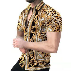 Męskie Krótki Rękaw Drukowane Blusas Koszula Moda Odzież Koszule Topy Dla Mężczyzn Mały Średni Duży Plus Rozmiar 2XL 3XL Drukarnie odzież Bluzki Koszulki