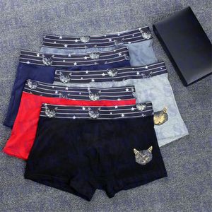 Cat Pattern Mens Underkläder Boxers Briefs Bomull Underbyxor Sexiga Man Underkläder Mjuka Bekväma Män Boxer