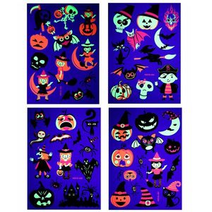 Forniture per feste di Halloween Adesivo per tatuaggio temporaneo fluorescente Bambini rispettosi dell'ambiente Zucca Animale Tatuaggi di cartoni animati Adesivi Decorazione di feste