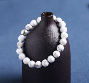 10mm Matte Branco Howlite Pulseira Pendões Pulseiras, Turquesa Round Beads, Elastic