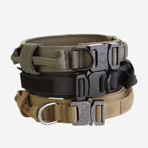 Nouveau collier de chiens en nylon, collier militaire confortablement et durable pour les accessoires de fournitures pour animaux de compagnie moyenne et de gros chien (noir, marron, vert x0703