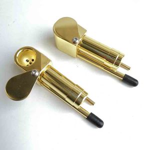 Metal Smoking Pipe Gold Brass Hand Tobacco Cigarette Filter Portable Removable Water Pipes For Smoke Tool Accessories