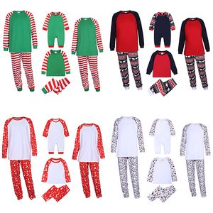 Familie Weihnachten Pyjamas Kinder Homewear Pyjama Home Sets DIY Blank Weihnachten Nachtwäsche Passenden Outfits 8 Stile M3771