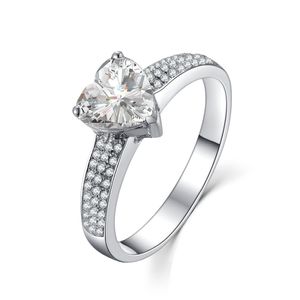 Atemberaubender 2-Karat-Diamantring in Herzform mit Pavé-Fassung für Damen, Verlobungsring, Platin-950-Schmuck, Halbfassung