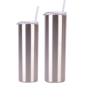 20oz 30oz Edelstahl Straight Skinny Tumblers Slim Insulated Tumbler Bierkaffeetassen mit Plastikstrohhalm und Deckel