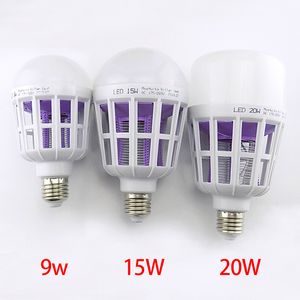 9W 15W 20W LED Mosquito Killer Bulb lampor 2 In 1 LEDs Lampor Light E27 For Indoor Home Anti Mosquito Repellent Bug Zapper AC 175~220V