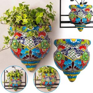 Gartendekorationen Harz Blumentopf handgemachte Statue flache Rückseite Wand Pflanzer Handwerk Dekor für Home Gardening Ornamente HVR88