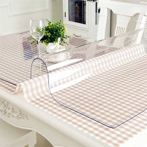 Table Cloth PVC Soft Glass Rectangular cloth Silicone Waterproof Transparent Cover for Home Kitchen Dining Room 211103