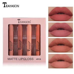 Lip Gloss Teayason st set Multi Colors Varaktig Vattentät Non Stick Cup Flytande Läppstift Matt Kosmetika Läppar Makeup Tslm1