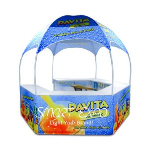 Instore Sampling Kiosk Publicidade Display Dome Tenda 10x10ft com gráficos de impressão coloridos personalizados
