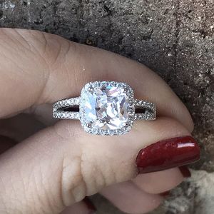 Vecalon Gioielli di moda originali 100% 925 Anelli di nozze in argento sterling per le donne con anello di fidanzamento con diamante CZ da 8 mm all'ingrosso