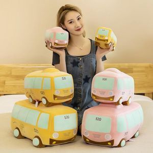 25cmかわいい漫画の車のバス人形ぬいぐるみのおもちゃの枕ソフト高品質の子供詰め玩具誕生日プレゼント