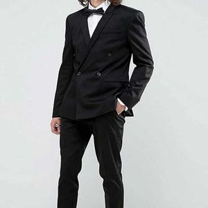 Abiti da uomo d'affari formali doppio petto per fidanzato con risvolto a punta 2 pezzi Custom Wedding Tuxedo Man Fashion Costume Coat X0909
