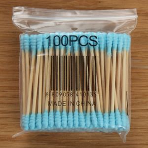 100pcs = 1set = 1 väska Bomull knoppar Bomull Swabs Medicinsk öratrengöring Träpinnar Makeup Health Tools Tamponger