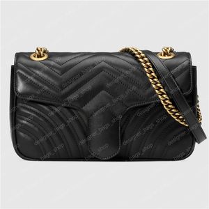 Marmont Flache Taschen, Umhängetasche, Handtasche mit Metallkettenriemen, luxuriöse Geldbörse, klassischer Look, Umhängetasche, schwarzes Leder, rot-weiße Clutch, PM-Größe 443497