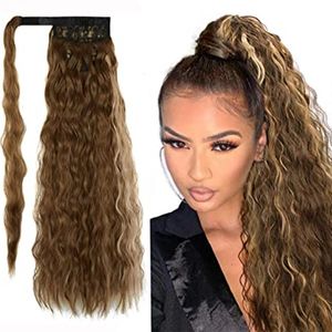 Ponytails Human Extensions Real Brazilian Wrap Around Pannail Hairpieces Remy Hairs Clip In Pony Tails Hårbit med magisk pasta för kvinnor 120g